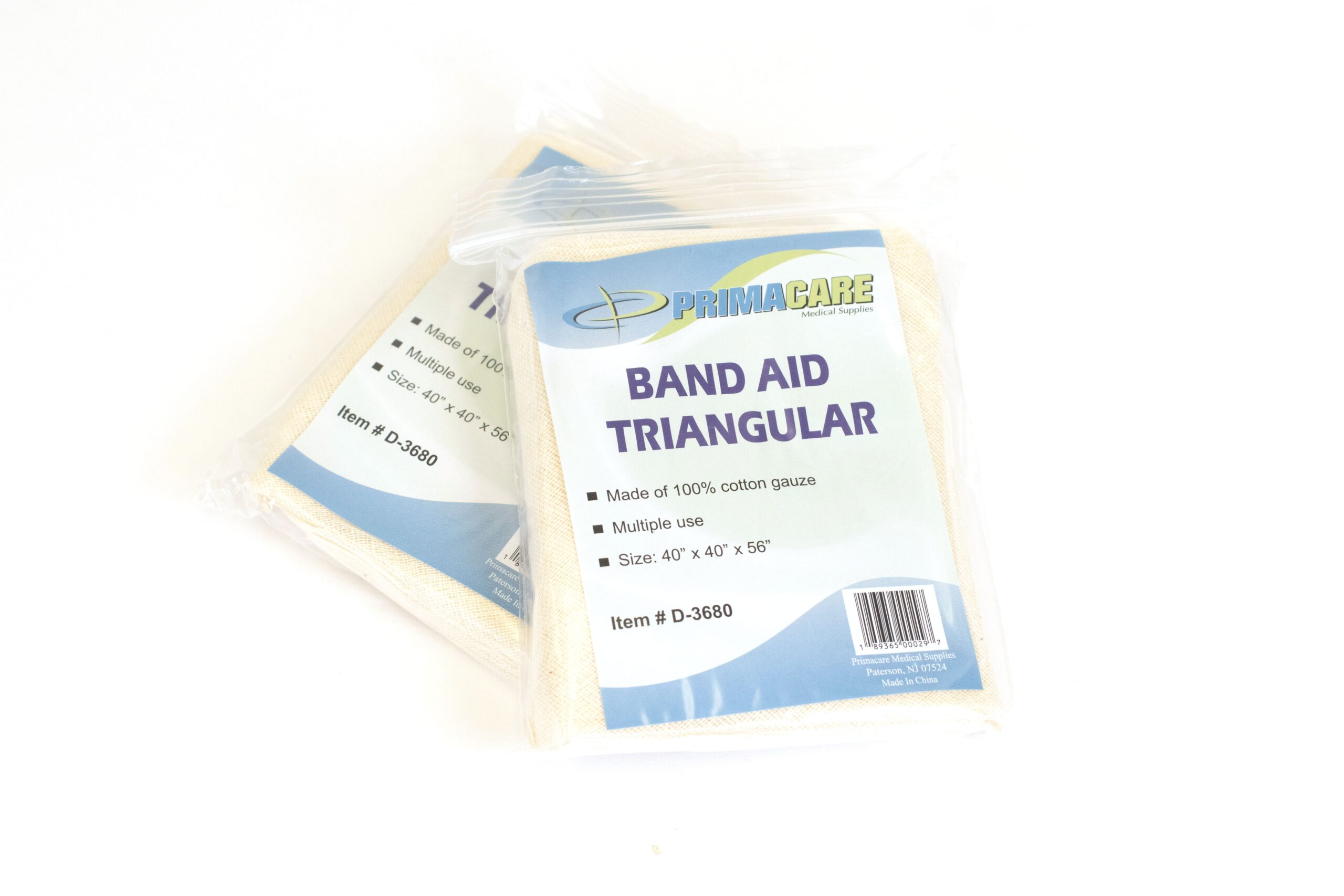 First Aid Triangular Splint Bandage with Safety Pins for Sprain and Fracture Support, Latex-Free Non-Woven Cotton, 40x40x56 cm - Image 2