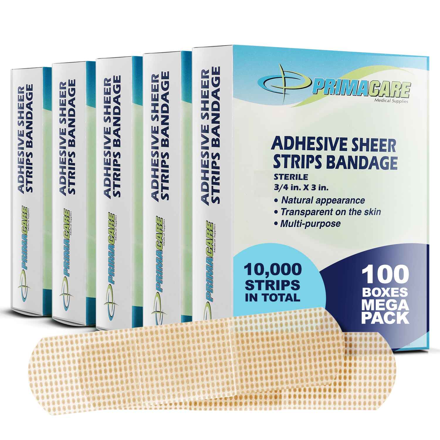 Adhesive Sheer Strips Bandage 3/4″ x 3″ Box of 100